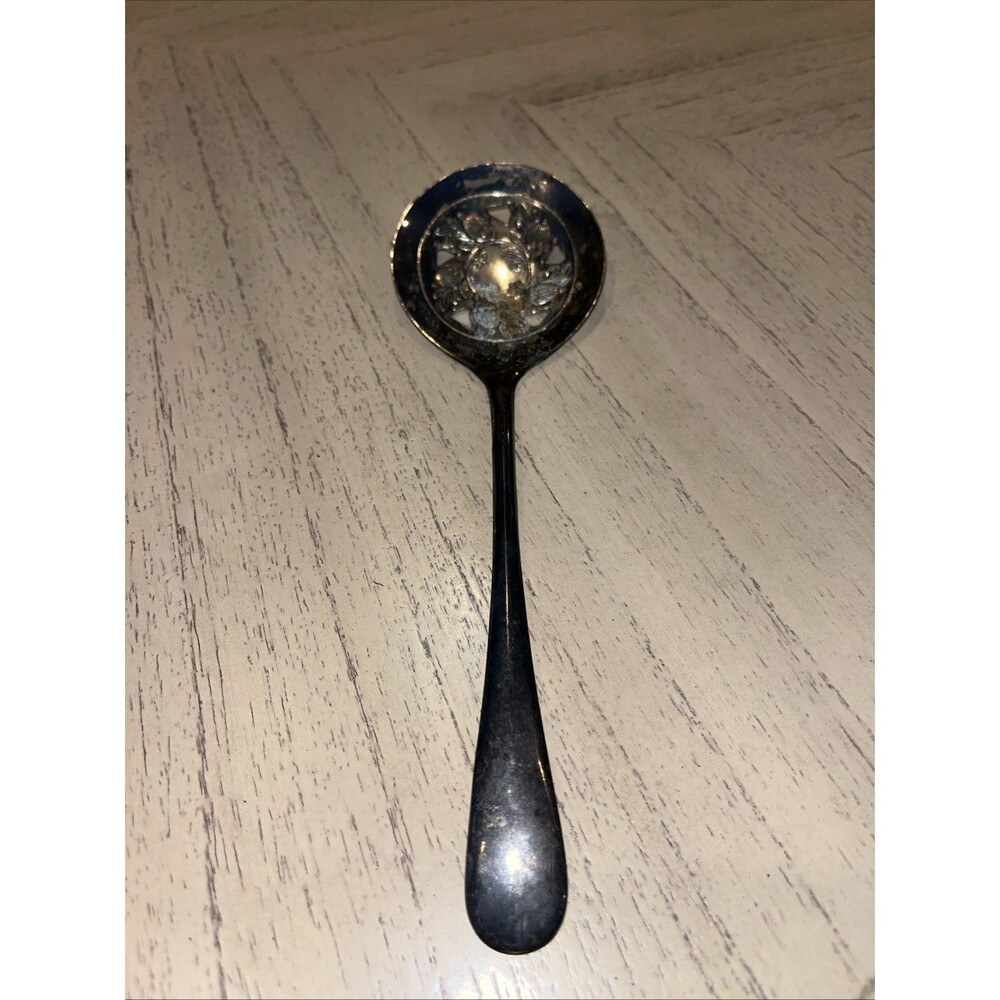 Leonard Silver Plated Slotted Serving Spoon 8.5" Accorn Pattern